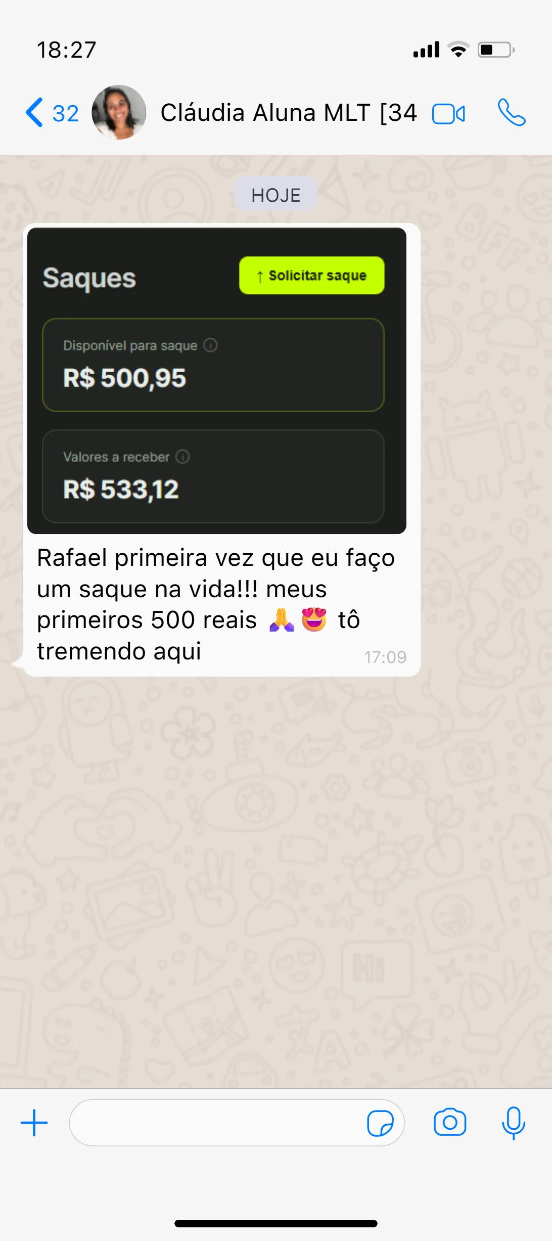 Depoimento de Cláudia, aluna da MLT